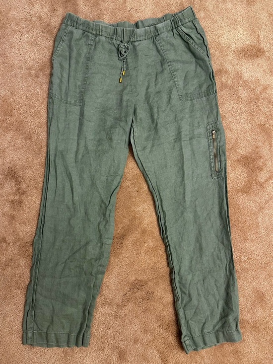 Ellen Tracy Pants - Ellen Tracy Women’s Linen Pants in Olive Green (size L)